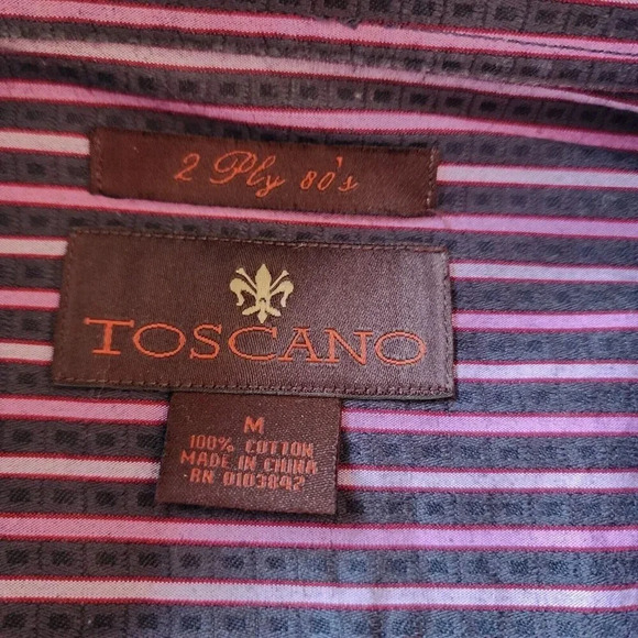 Toscano 100% Cotton Button Down Shirt Multicolor Striped Long Sleeve Size Medium - Picture 3 of 8
